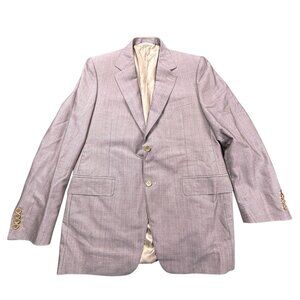 Canali Wool Silk Blazer US 40R Blue Gray Jacket Italy Made